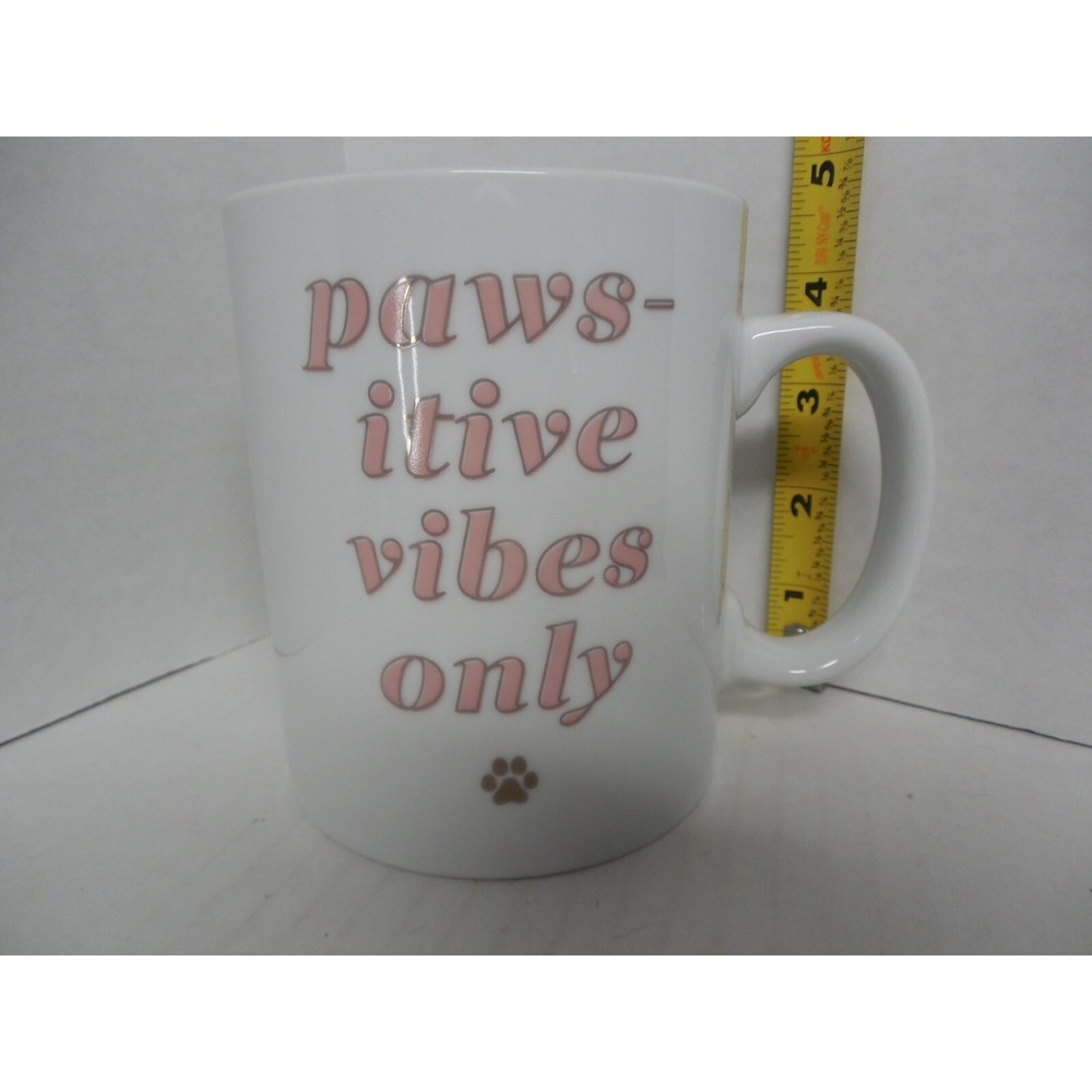 "PAWS-ITIVE VIBES ONLY" CUP MUG  PET SHOP FRINGE STUDIO 16 oz